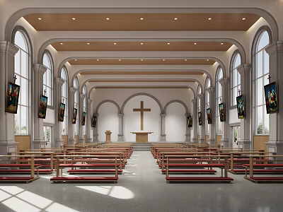 European-style church altar lectern chair hanging picture 3d model