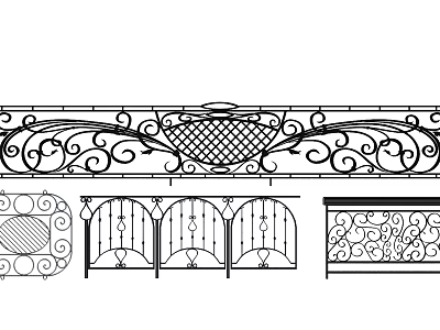 Elegant Ornate Wrought Iron Fence With Detailed Scroll And Pattern Designs 3d model