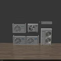 Various Modern Air Conditioners and Fans Including Wall Mounted and Floor Standing Models
