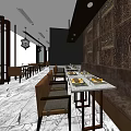 Elegant Modern Hotel Lobby Interior With Marble Floor Dining Tables And Decorative Wall