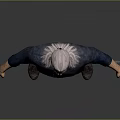 White Haired Warrior Character Wearing Dark Blue Shirt And Black Tight Pants With Sword