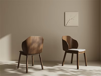 Minimalist Solid Wood Dining Chairs With Soft Cushion For Warm Cozy Stylish Home Dining Interior 3d model