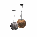 Moon Shaped Spherical Pendant Lights with White and Gold Decorative Design