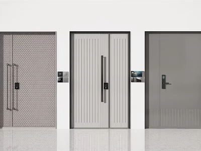 Modern Security Door Designs Featuring Various Panel Patterns Handles And Secure Locks 3d model