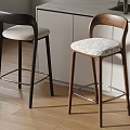 Modern Minimalist Solid Wood Bar Stools With Upholstered Seat And Backrest For Home Kitchen Island