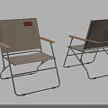 Modern Folding Leisure Chairs With Beige Fabric Seat And Metal Frame Armrests Red Label