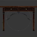 Traditional Wooden Table With Dark Brown Surface And Carved Legs Two Drawers