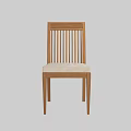 Modern Minimalist Dining Chair With Vertical Slat Back Wooden Frame And Beige Fabric Seat