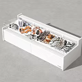 White Refrigerated Seafood Display Case With Fresh Shrimp Shellfish And Ice 3d model