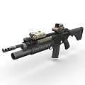 Modern Tactical Rifle With Optical Scope Detachable Magazine Ergonomic Grip And Extended Barrel