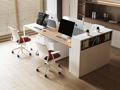 Modern Office Desk and Chair Combination Low Cabinet Computer model