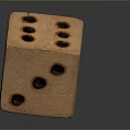Brown Wooden Dice Cube With Black Dots For Home Use And Games