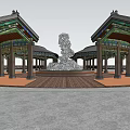 Chinese-style Corridor Ancient Corridor Architecture 3d model