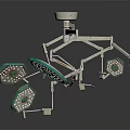 Adjustable Ceiling Mounted Surgical Medical Equipment With Multiple Arms And Lamp Heads