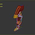 Red And Yellow Mechanical Arm With Metal Structure For Industrial Use