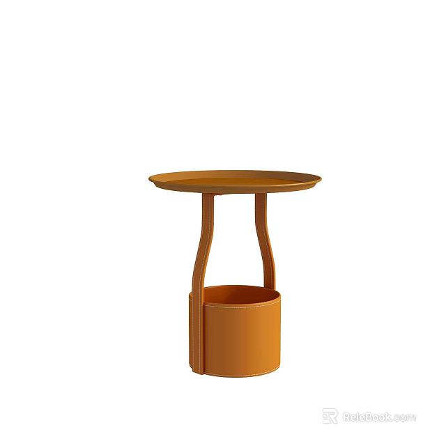 Modern Orange Coffee Table With Round Top And Storage Basket Design 3d model