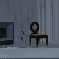 Wooden Leisure Chair With Circular Cutout Backrest Green Padded Seat Modern Interior Design