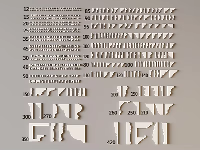 Various Numbered Lines With Different Lengths And Shapes For Measurement 3d model