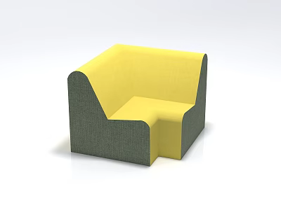Modern Single Sofa With Yellow And Green Upholstered Design And Armrest 3d model