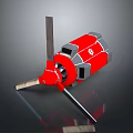 Red Industrial Mechanical Tool With Sharp Blades And Detailed Components Structure 3d model