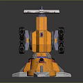 Yellow and Black Weapon With Multiple Barrels Pedestal Base and Radar Like Top Structure