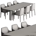Modern Dining Table And Chairs Set With Wooden Top And Gray Beige Upholstered Chairs