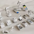 Various Smart Cashier Machines Featuring POS Terminals Scanners and Payment Devices