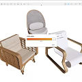 Modern Accent Chairs Featuring Rattan Wooden Frames And Upholstered Seats For Contemporary Living Areas
