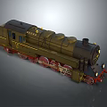Vintage Steam Train with Red Wheels and Gold Accents on