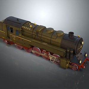 vintage train steam train carriage locomotive head steam carriage train vehicle 3d model