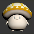 Cute Cartoon Mushroom Character With Yellow Spotted Cap And Smiling Face