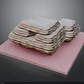 Delicate Stacked Flaky Cookies Arranged On Pink Tray For Pastry