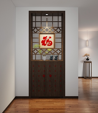 Chinese-style porch partition entrance porch 3d model