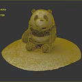 Cute Panda Game Movie Character Sitting On White Platform With Dark Background And Plush Design