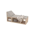 Cozy Single Bed With Wooden Frame Gray Mattress Storage Compartments Folded Blanket And Storage Box