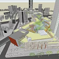 Modern High Rise Office Building In Urban Area With River And Transportation Links