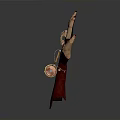 Golden Mechanical Hand With Metallic Wrist Structure And Red Base Decoration