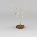Sturdy Locker With Silver Branch Decor And Brown Square Base On White Background