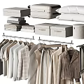 Minimalist Hanging Clothes In Neutral Tones With Various Styles And Storage Accessories