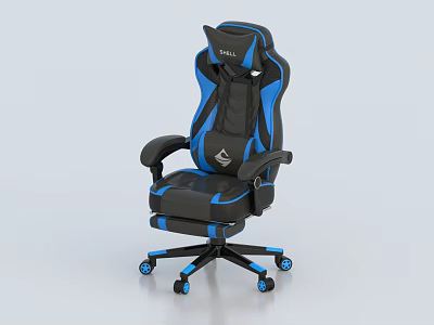 Ergonomic Black and Blue Gaming Office Chair with High Back Armrests and Casters 3d model