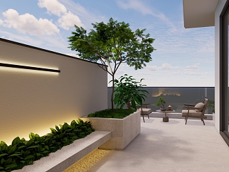 Modern Garden Terrace Garden 3d model