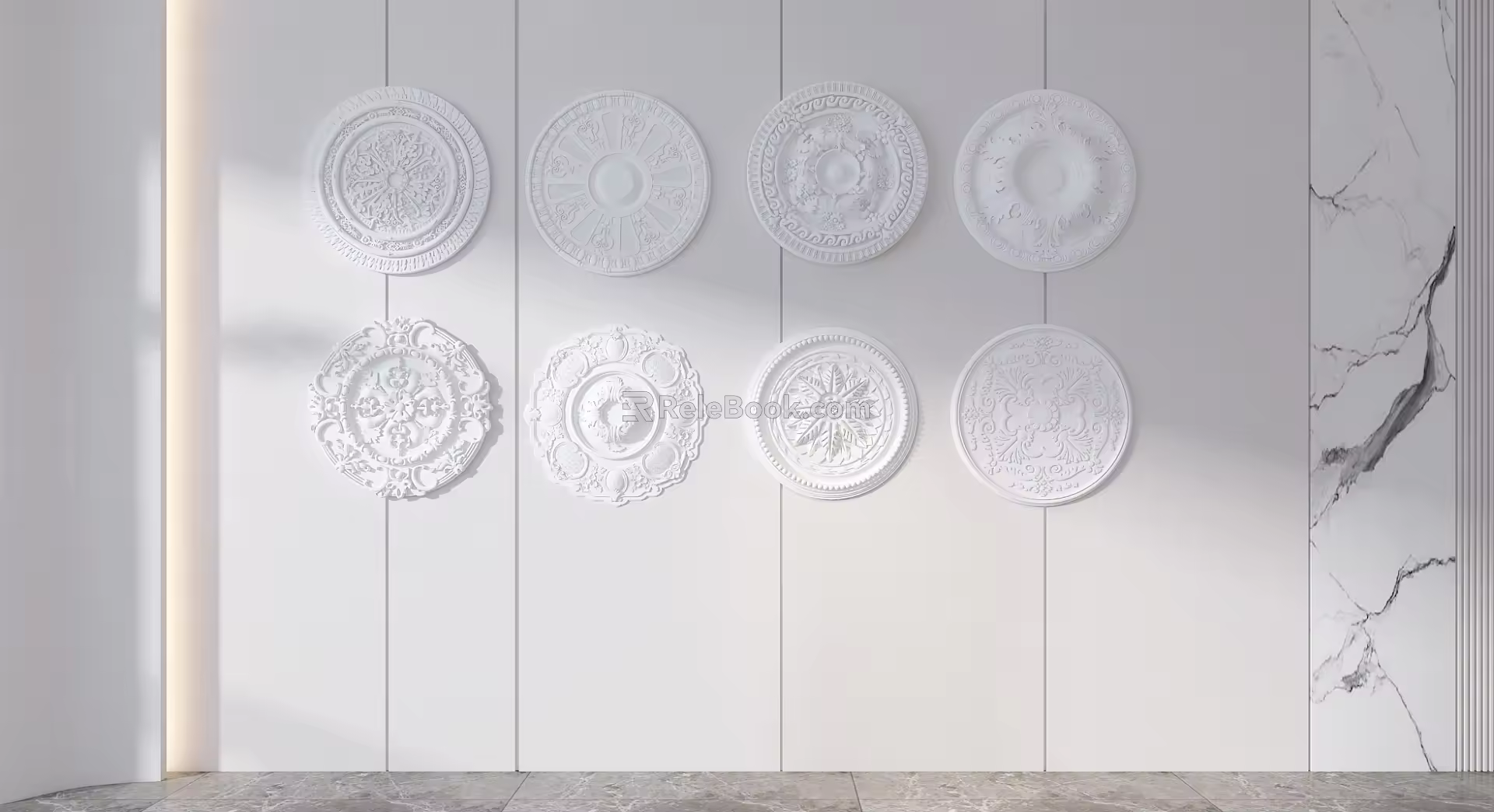 European lamp panel components round ceiling lamp panel lamp panel round flower carving 3d model