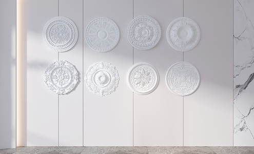 European lamp panel components round ceiling lamp panel lamp panel round flower carving 3d model