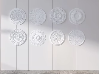 European lamp panel components round ceiling lamp panel lamp panel round flower carving 3d model