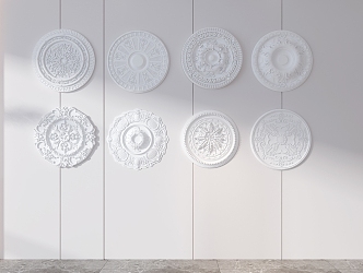 European lamp panel components round ceiling lamp panel lamp panel round flower carving 3d model