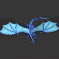 Blue Flying Dragon 3D Model with Shiny Transparent Wings and Reflection 3d model