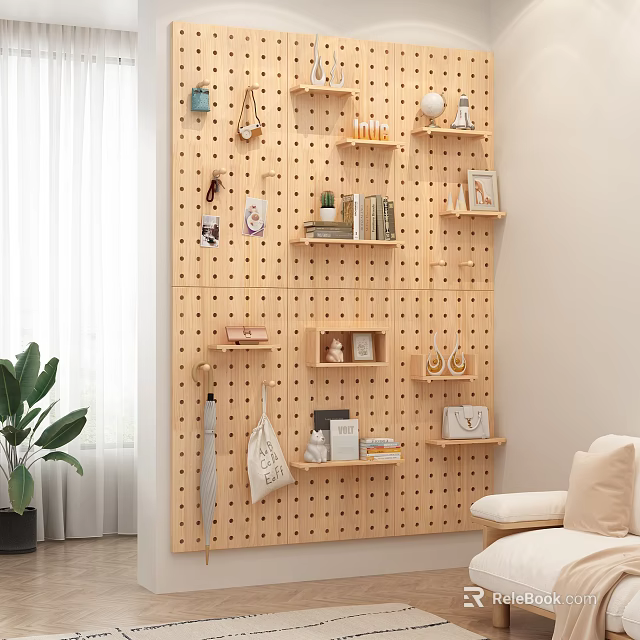 Modern Pegboard Wall Decor For Storage And 3d model