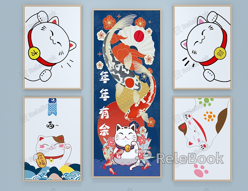 Cartoon decorative painting pet decorative painting lucky cat model