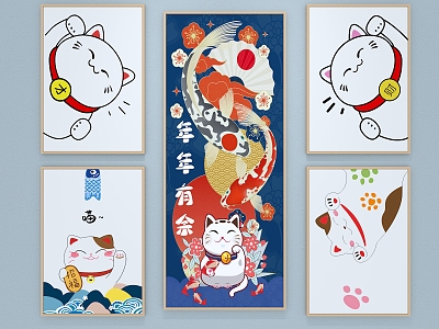 Cartoon decorative painting pet decorative painting lucky cat model