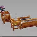 Modern Wooden Bedroom Furniture Set With Bed Nightstand And Bookshelf Storage